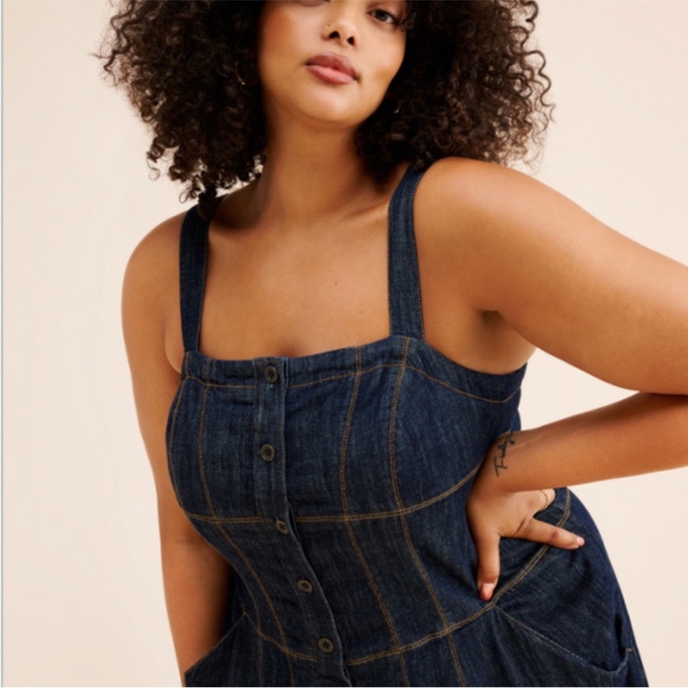 Anthropologie Sqaure Neck Buttondown Corset Dress Plus size 26W - Picture 4 of 13